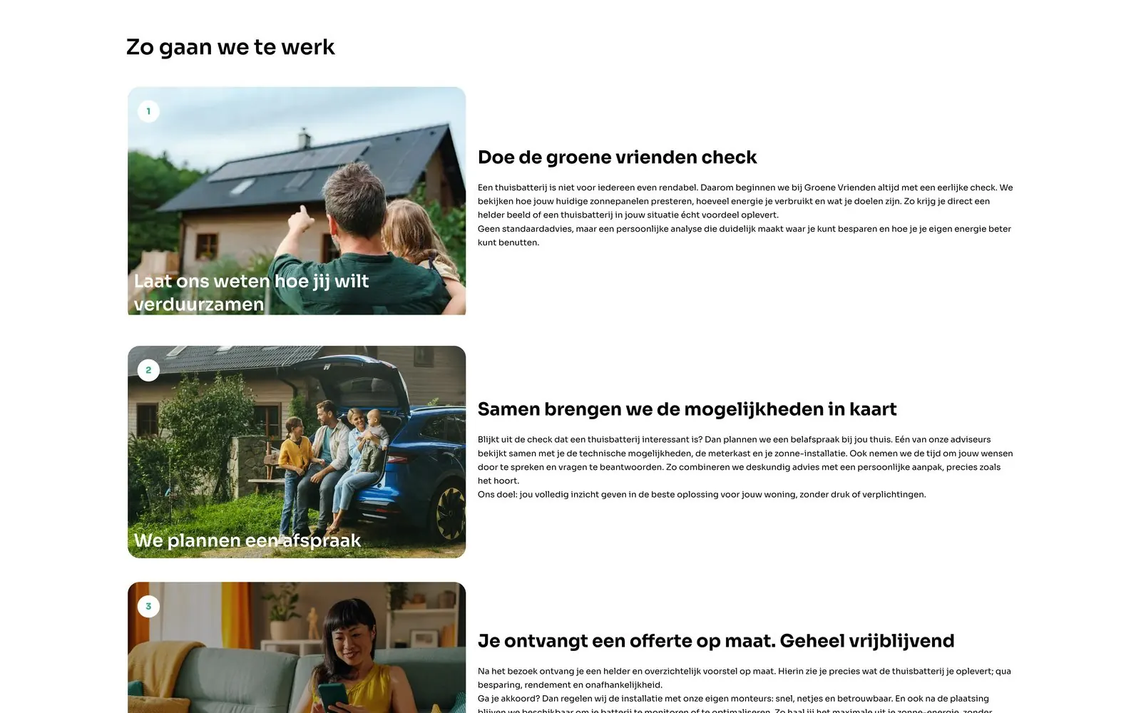 Groene Vrienden / Zo gaan we te werk, van check tot offerte